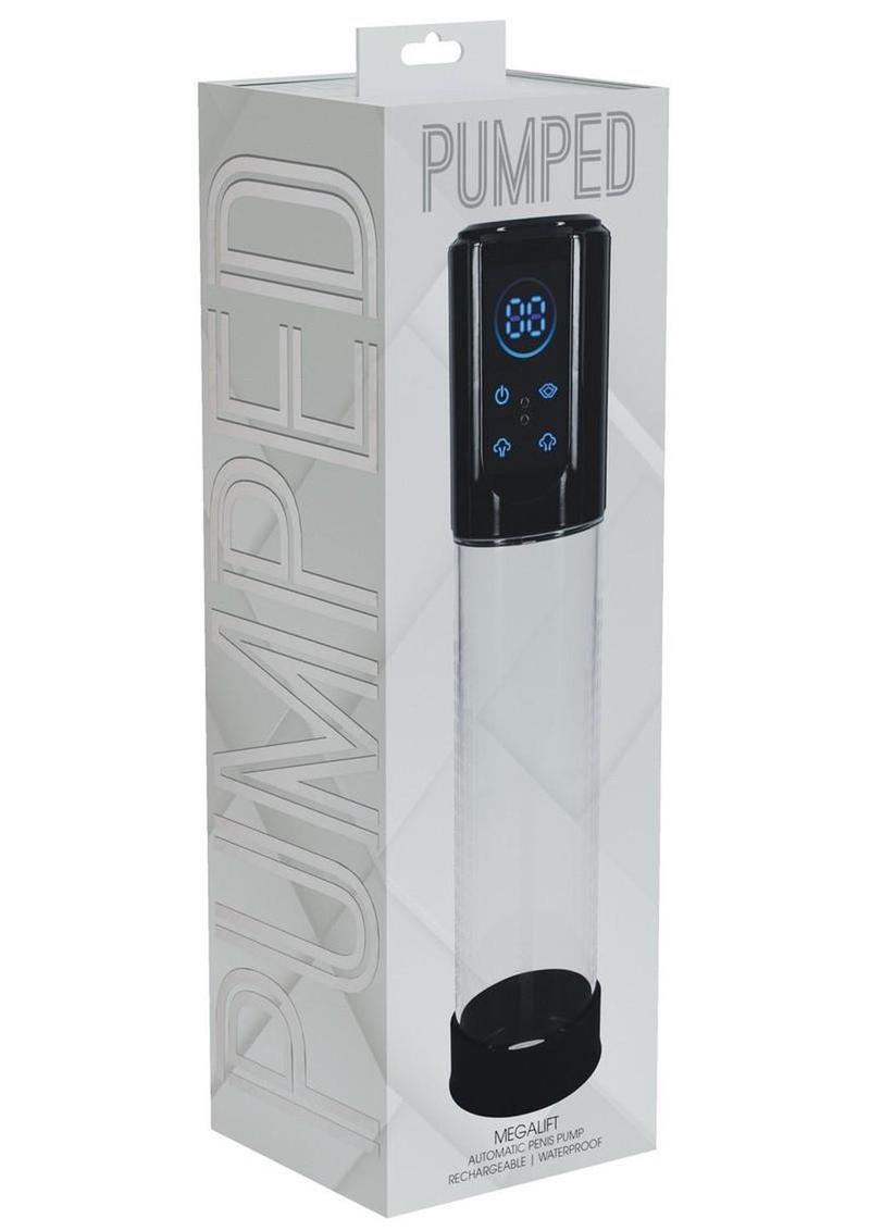 Pumped Megalift Automatic 6 Function Rechargeable Penis Pump - Black