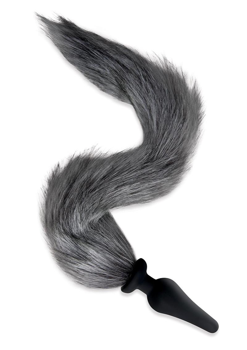 4.5 Silicone Plug W/Gry Indigo Fox Tail - Grey
