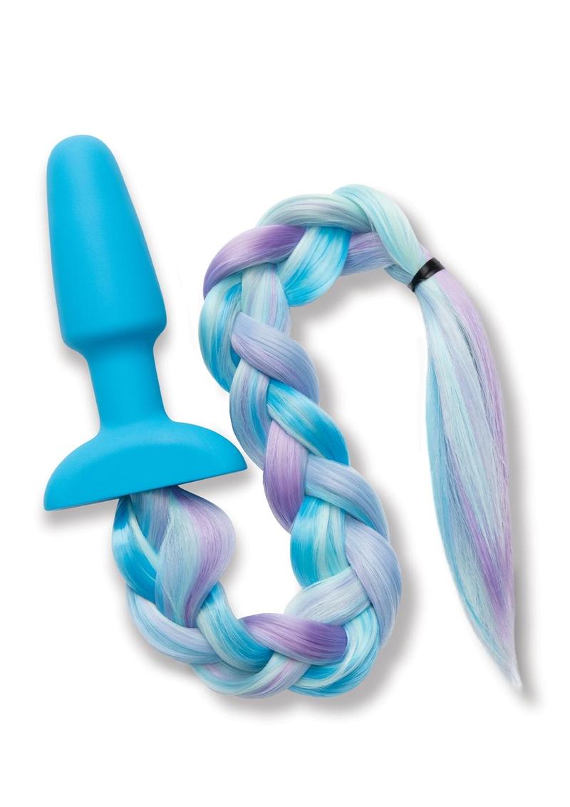 4.9 Silicone Plug W/ Unicorn Tail - Blue/Rainbow