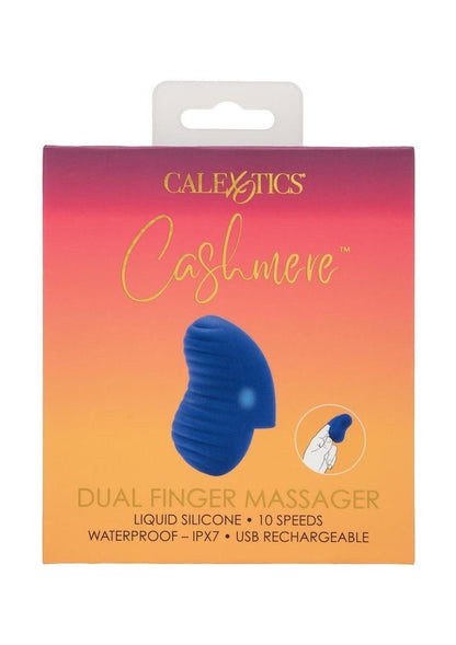 Cashmere Dual Finger Massager Rechargeable Silicone Vibrator - Blue