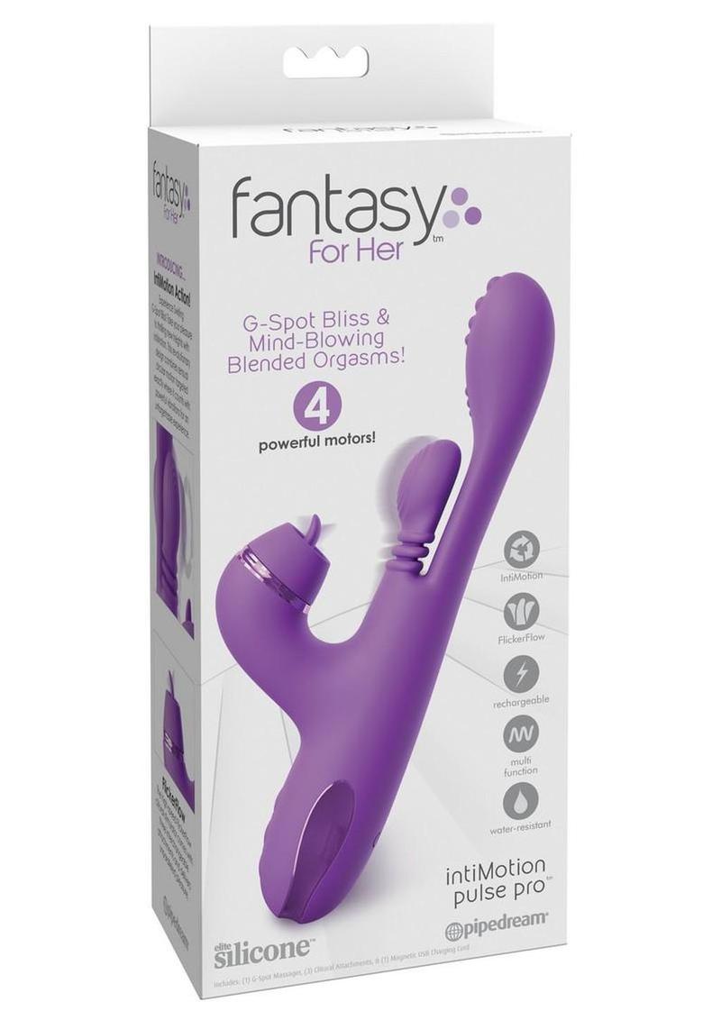 Fantasy For Her Intimotion Pulse Pro Rechargeable Silicone Vibrator with A Clitoral Stimulator - Purple