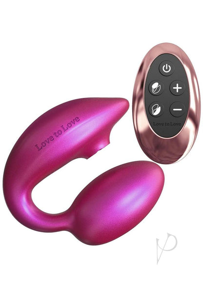 Love to Love Wonderlover Rechargeable Silicone Dual Vibrator with Remote - Iridescent - Berry