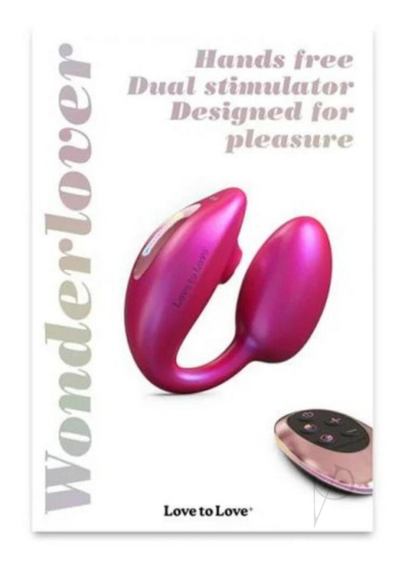 Love to Love Wonderlover Rechargeable Silicone Dual Vibrator with Remote - Iridescent - Berry