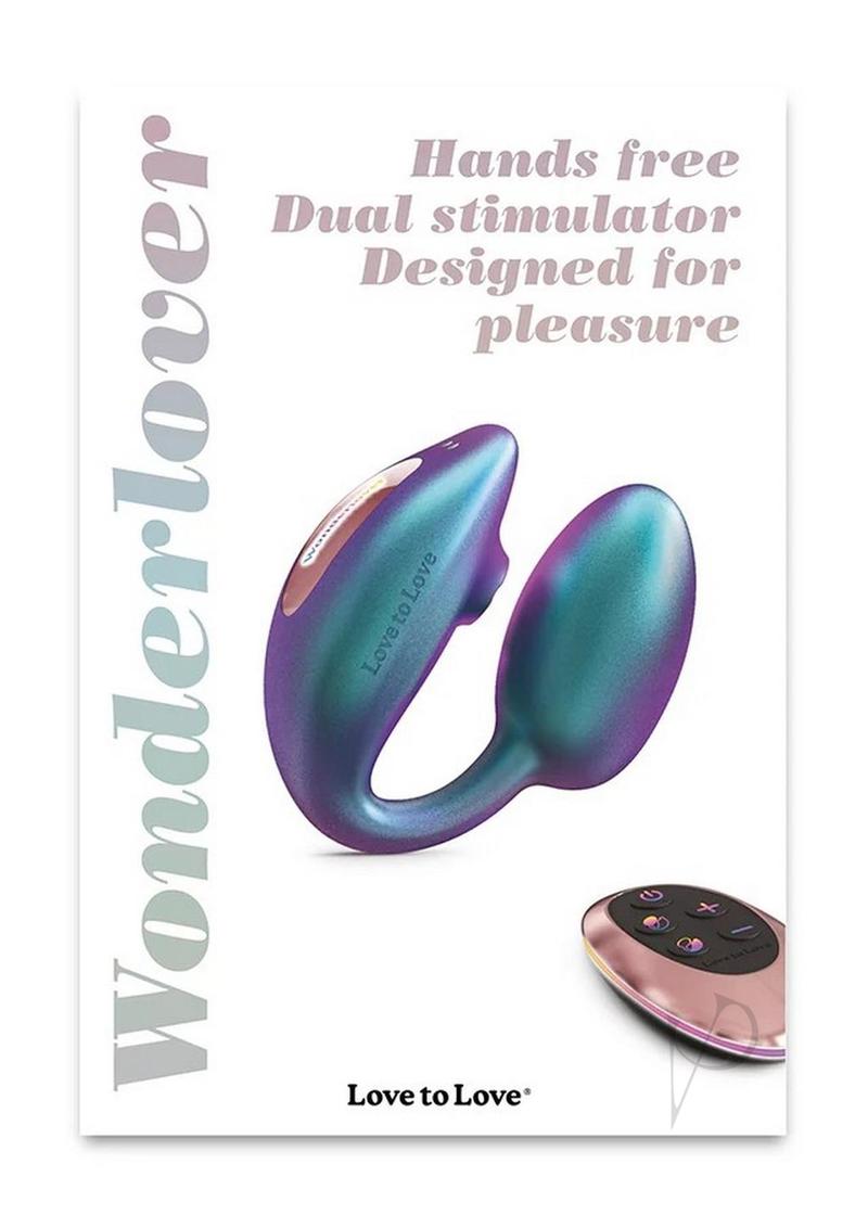 Love to Love Wonderlover Rechargeable Silicone Dual Vibrator with Remote - Iridescent - Turquoise