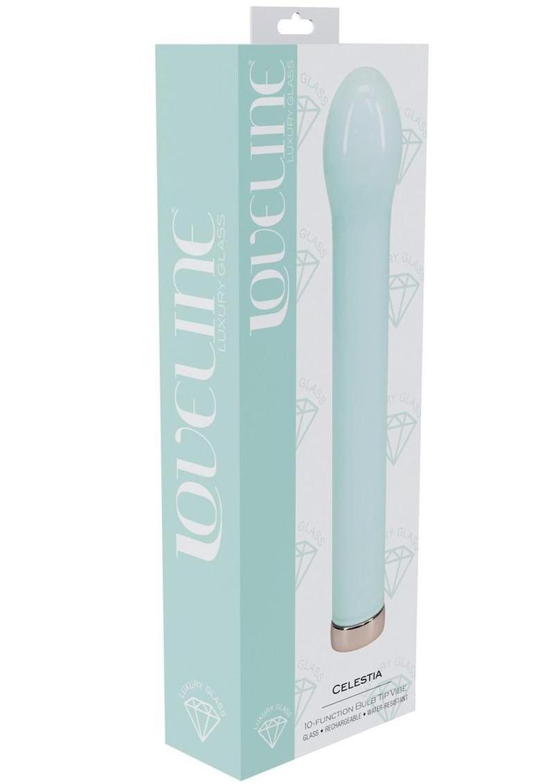 Loveline Celestia 10 Function Rechargeable Glass Bulb Tip Vibrator - Green - 6.3in