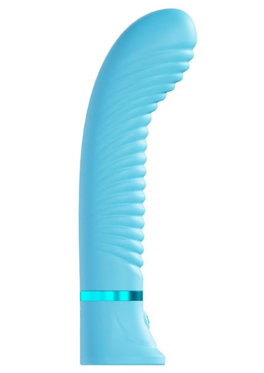 Loveline Divine 10 Function Rechargeable Silicone Ribbed G-Spot Vibrator - Blue