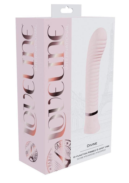 Loveline Divine 10 Function Rechargeable Silicone Ribbed G-Spot Vibrator - Pink