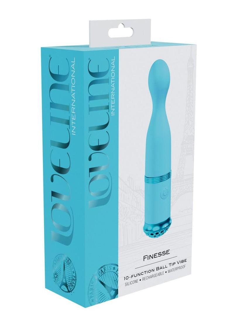 Loveline Finesse 10 Function Rechargeable Silicone Ball Tip Vibrator - Blue