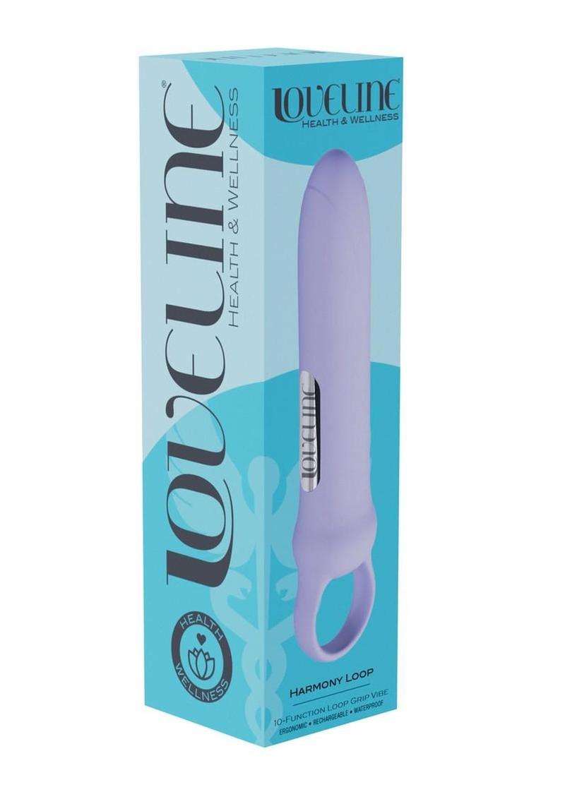 Loveline Harmony Loop Grip 10 Function Rechargeable Silicone Vibrator - Lavender/Purple