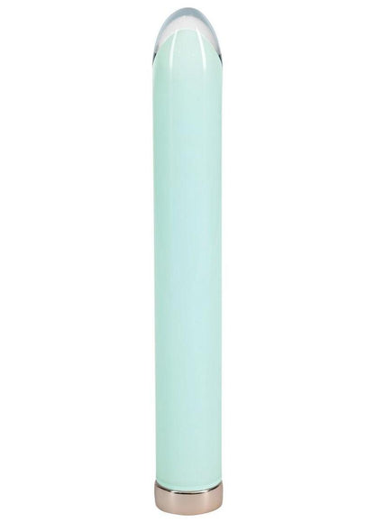 Loveline Sparkle Rechargeable 10 Function Glass Vibrator - Green - 6.3in