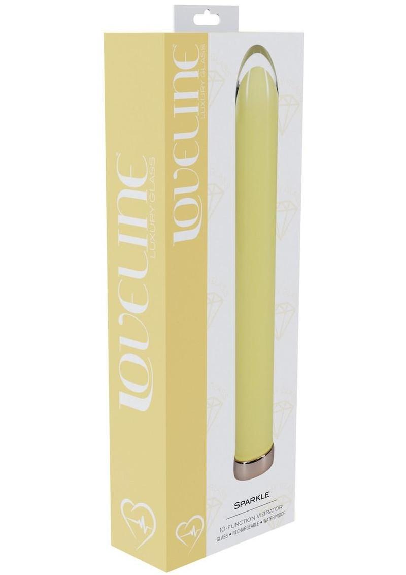 Loveline Sparkle Rechargeable 10 Function Glass Vibrator - Yellow - 6.3in