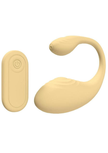 Loveline Wave C-Shape 10 Function Rechargeable Silicone Vibrator with Remote Control - Yellow