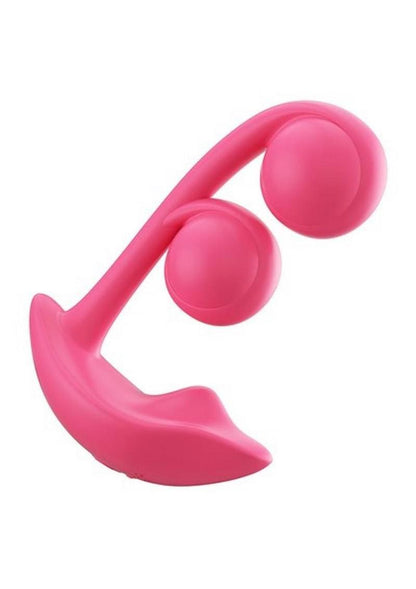 Melody Pressure Sensing App-Controlled Rechargeable Silicone Twin Balls Clit and G-Spot Vibrator - Red