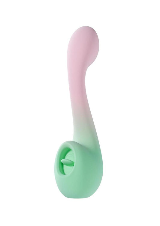Play with Me Melody Rechargeable Silicone Dual-End Vibrator - Green/Pink
