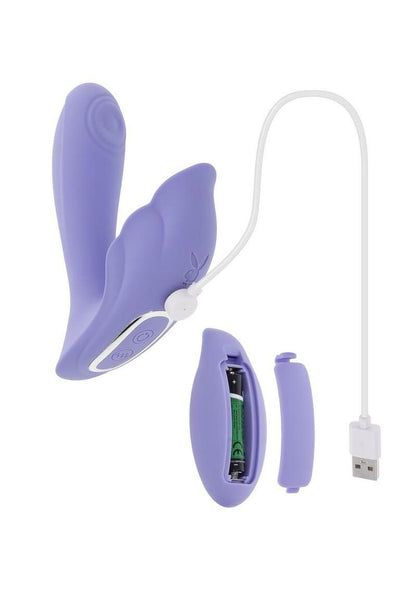 Playboy Lilac Fantasy Rechargeable Silicone Tapping Dual Vibrator with Remote