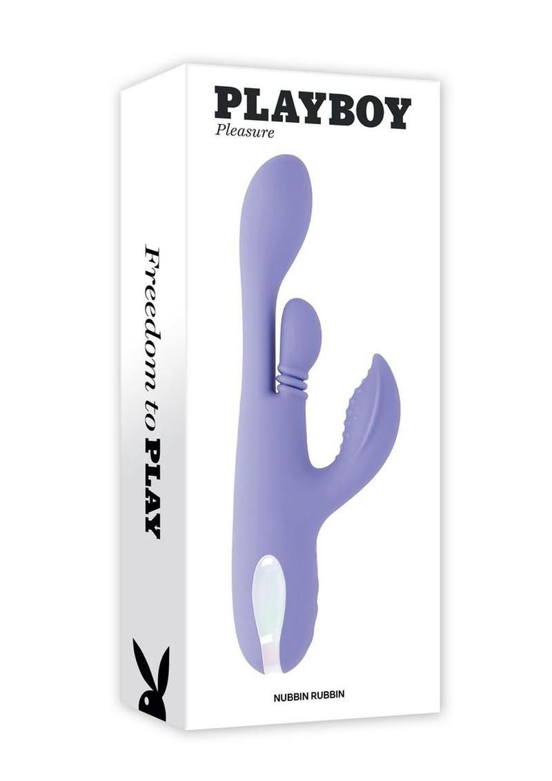 Playboy Nubbin Rubbin Rechargeable Silicone Triple Motor Vibrator with Clitoral Stimulator - Purple