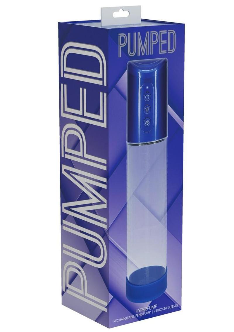Pumped Hyperpump 3 Function Automatic Rechargeable Penis Pump - Metallic - Blue