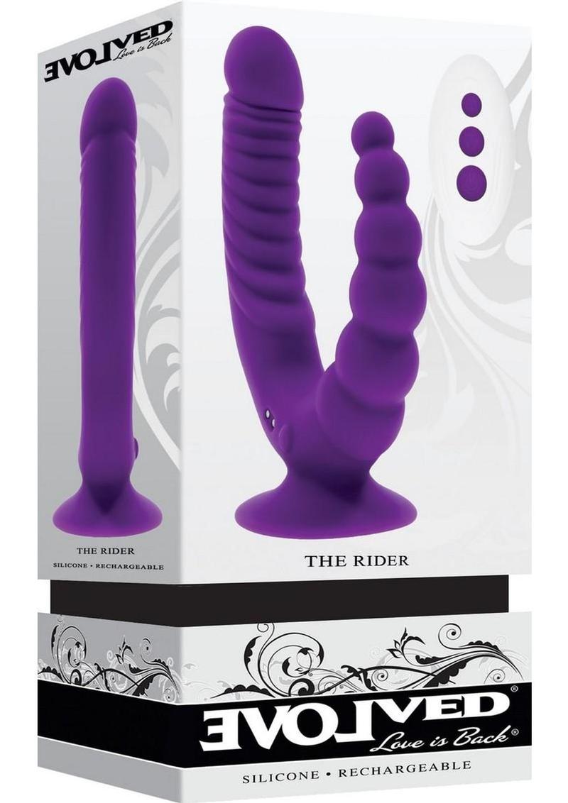 Rider Rechargeable Silicone Double End Vibrator - Purple