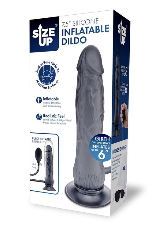 Size Up 7.5 Silicone Inflatable Dildo - Black