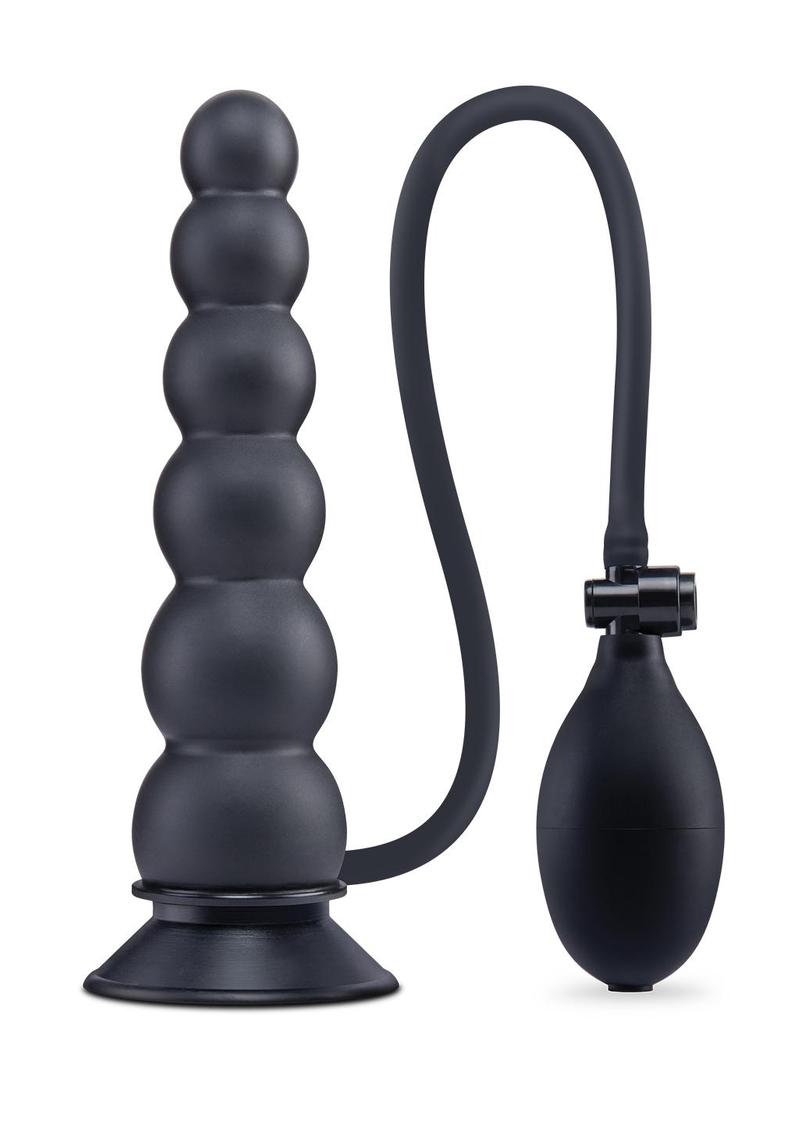 Su 7 Silicone Ripple Inflatab Butt Plug - Black
