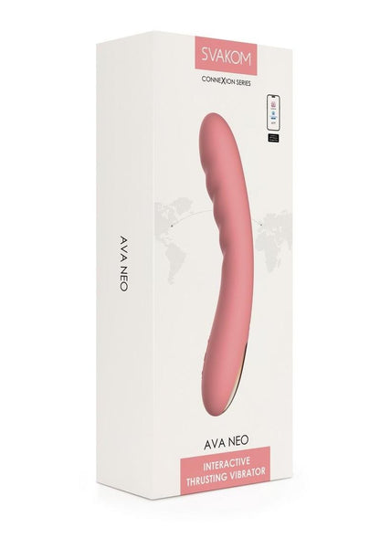 Svakom Ava Neo Rechargeable Silicone Vibrator with Remote - Peach/Pink