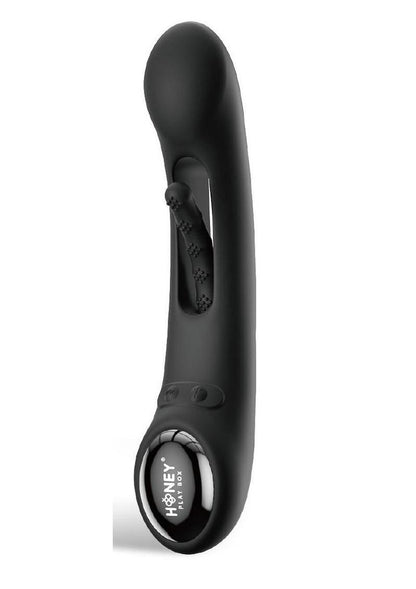 Tempo Pressure Sensing App Controlled Kinky Finger Tapping Rechargeable Silicone G-Spot Vibrator - Black