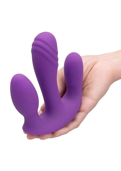 Together Blended Pleasure Rechargeable Silicone Triple Pronged Vibrator with Remote Control