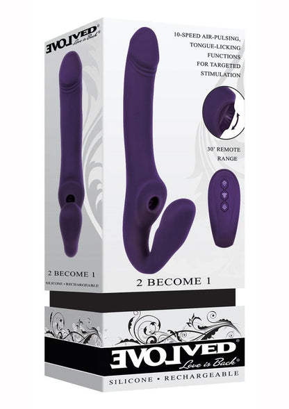 2 Become 1 Rechargeable Silicone Vibrator with Remote Control - Purple