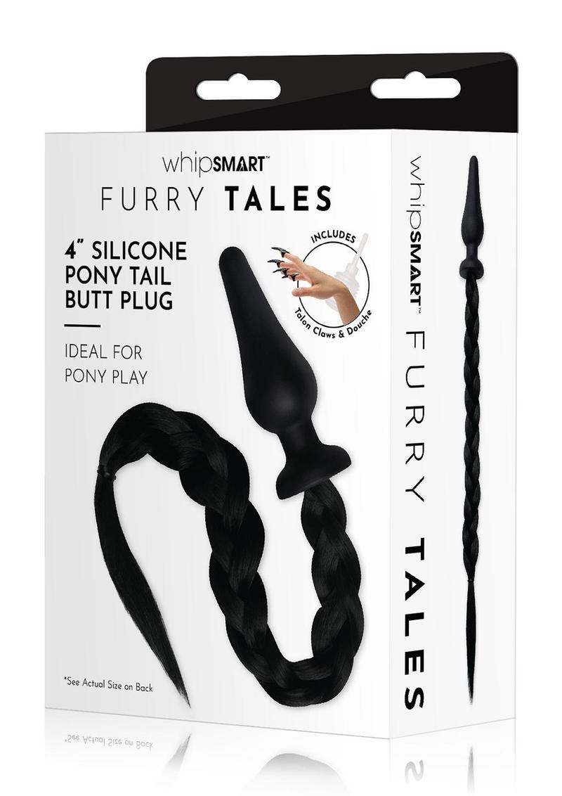 4.5 Silicone Plug W/ Black Pony Tail - Black