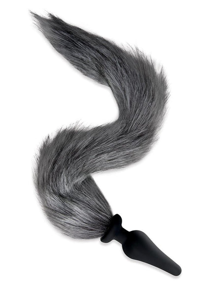 4.5 Silicone Plug W/Gry Indigo Fox Tail - Grey