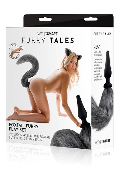 4.5 Silicone Plug W/Gry Indigo Fox Tail - Grey