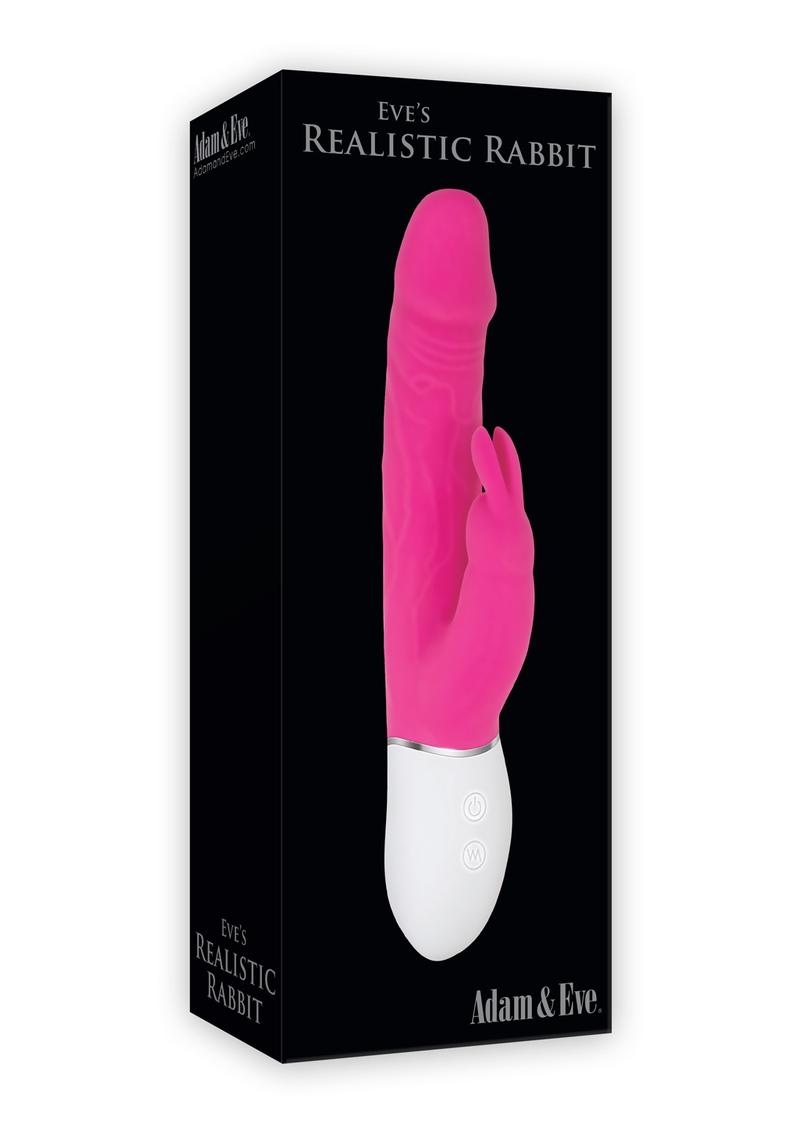 Adam and Eve - Eve's Realistic Rabbit Rechargeable Silicone Rabbit Vibrator - Pink
