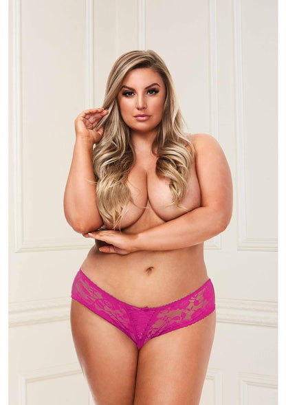 Baci Lace Open Crotch Panty - Coral - XLarge