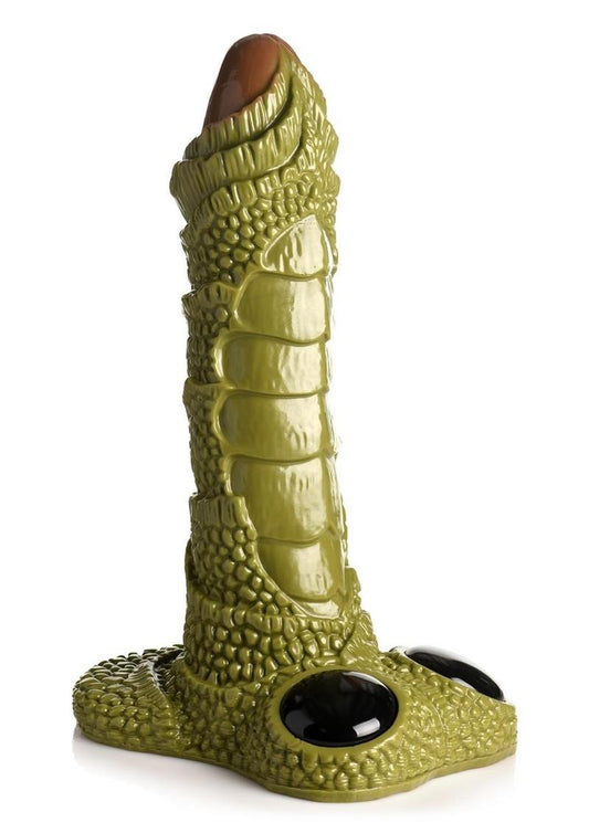 Creature Cocks Giant Swamp Monster Scaly Silicone Dildo - Black/Brown/Green