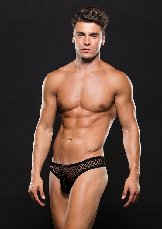 Envy Modern Fishnet Thong - Black - Medium/Small
