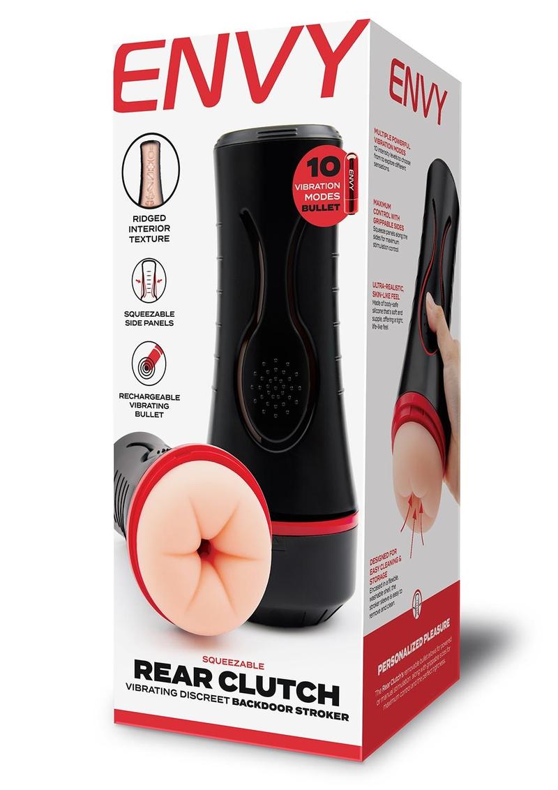 Envy Squeezable Vibrating Ass Stroker - Black