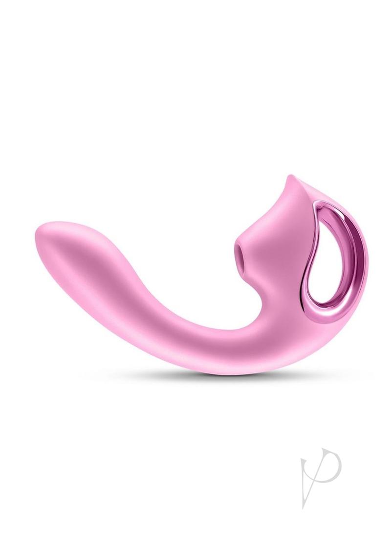 Seduction Kaia Rechargeable Silicone Dual Vibrator with Air Pulse Clitoral Stimulator - Pink